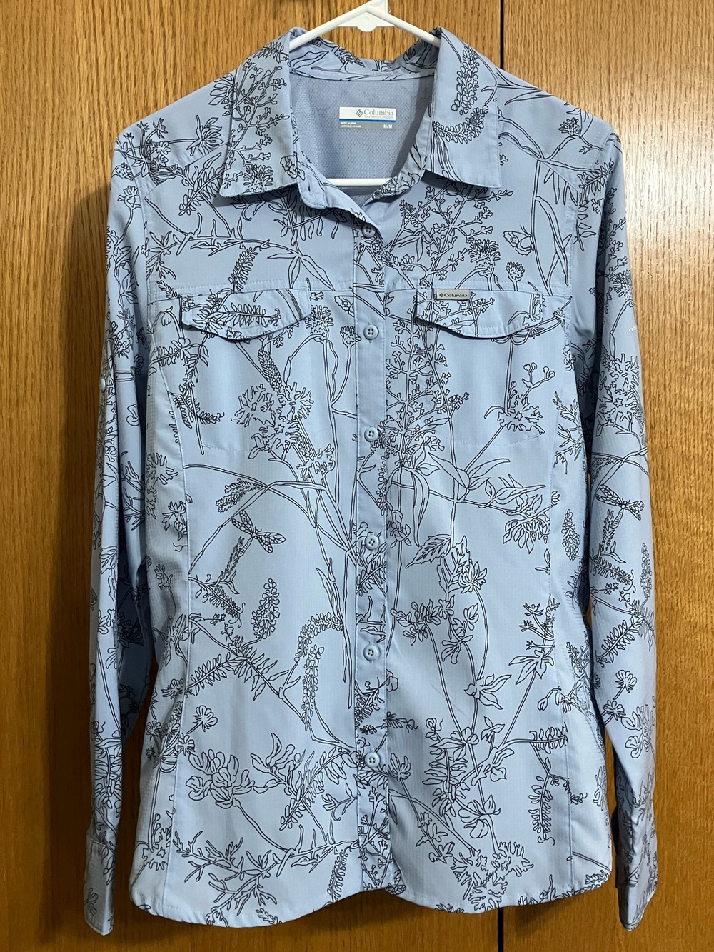 Columbia Silver Ridge Lite Omni-Shade Women’s Dusty Blue Patterned Shirt Sz M